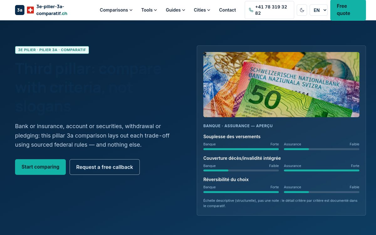 Comparatif 3e pilier 3a website preview